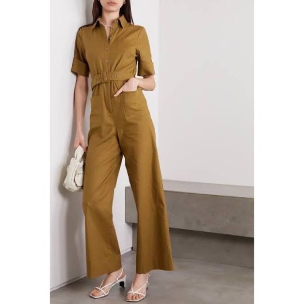 NWT Staud Zavey Belted Linen Jumpsuit